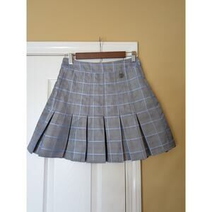 Daily Paper Plaid Pleated Mini Skirt Small Blue Gray Check Tennis Preppy School